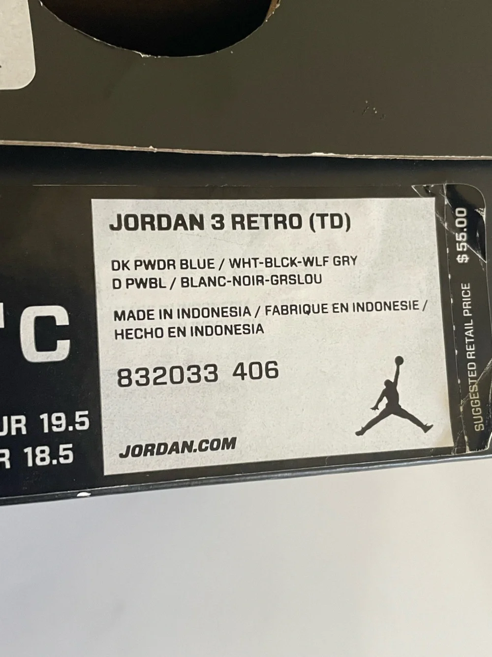 Nike Air Jordan 3 Retro (2014) Powder Blue Toddler Size 4C New